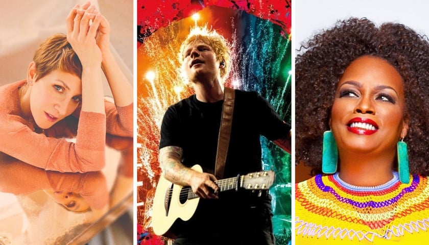 Zestawienie trzech zdjęć: od lewej Stacey Kent, obok Ed Sheeran i Diane Reeves - m.in. ci artyści zagrają we Wrocławiu w 2025 r. 