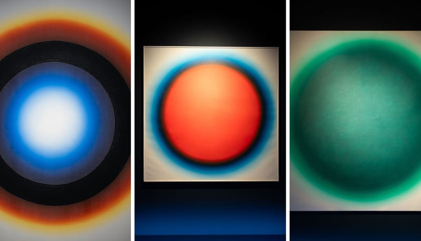 Kolaż trzech prac Wojciecha Fangora, które obejrzymy w Krupa Art Foundation