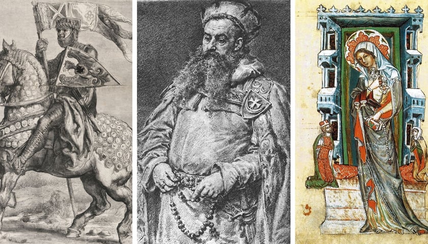 Od lewej Bolesław I Wysoki, Henryk I Pobożny, Jadwiga Śląska
