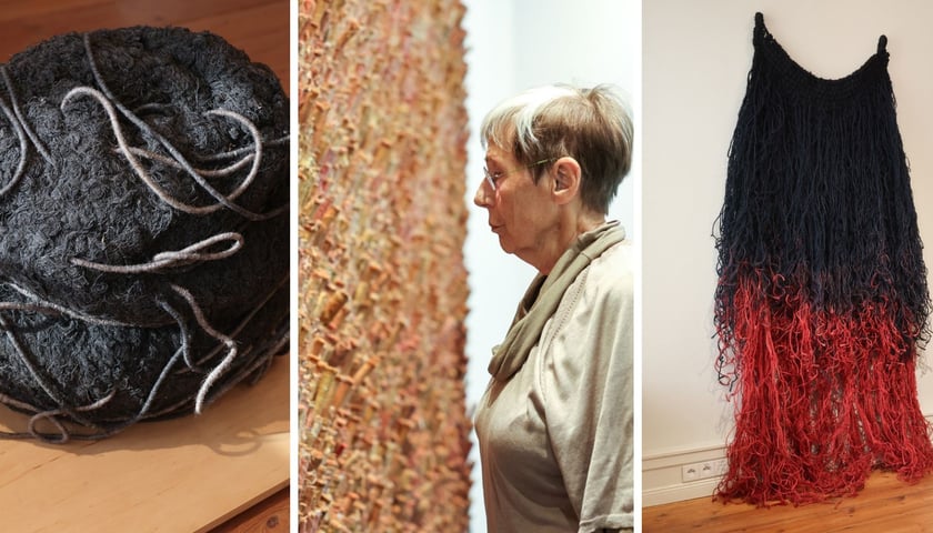 Na zdjęciach prace z wystawy Common Threads w OP ENHEIM i artystka Christa Jeitner 