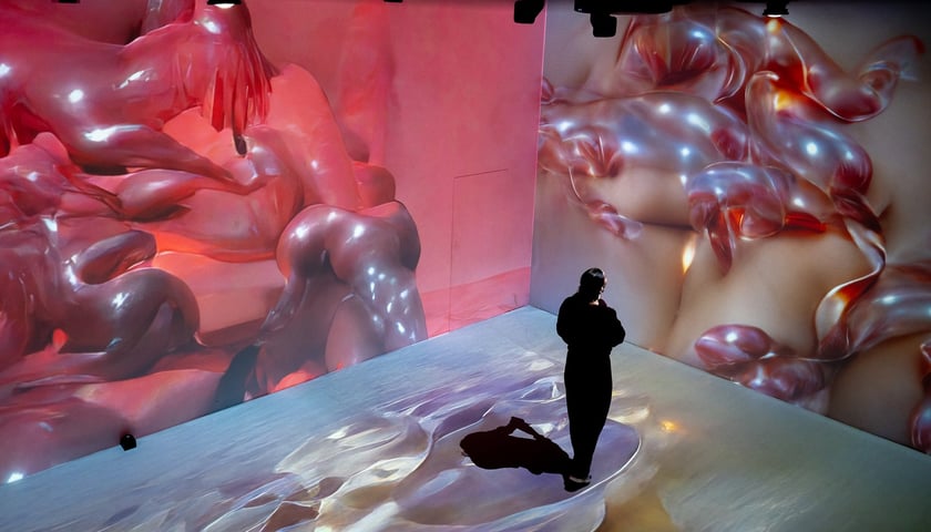 Fragment wystawy w Krupa Art Foundation - przestrzeń immersyjna „W ciemnej toni miłości”