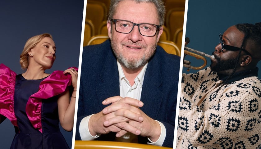 Od lewej: wokalistka Aga Zaryan, dyrektor Igor Pietraszewski, trębacz Marquis Hill 