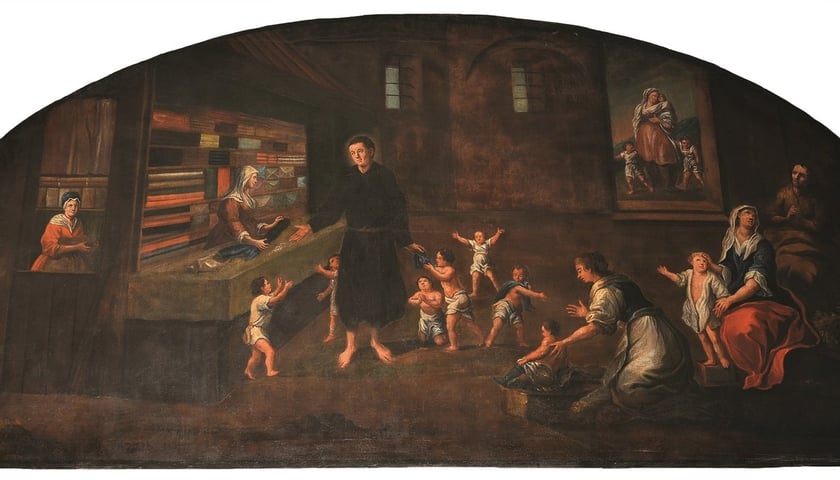 <p>Johann Jacob Eybelwieser &ndash; Św. Jan Boży kupuje ubrania biednym chłopcom</p>