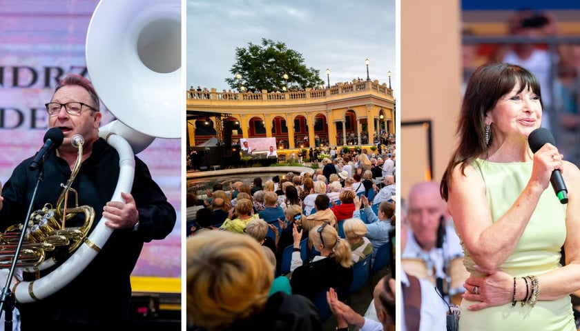 Na trzech zdjęciach od lewej Zbigniew Zamachowski, scena na Bastionie Sakwowym, Krystyna Giżowska