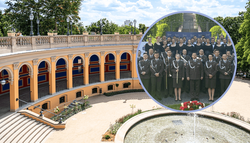 Bastion Sakwowy, w kółku z prawej Orkiestra Reprezentacyjna Wojsk Lądowych wraz z Reprezentacyjnym Chórem Akademii Wojsk Lądowych 