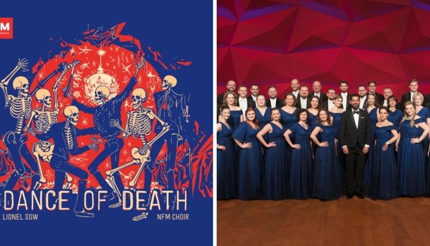 Na zdjęciu z lewej okładka płyty „Dance of Death”, z prawej Chór Narodowego Forum Muzyki