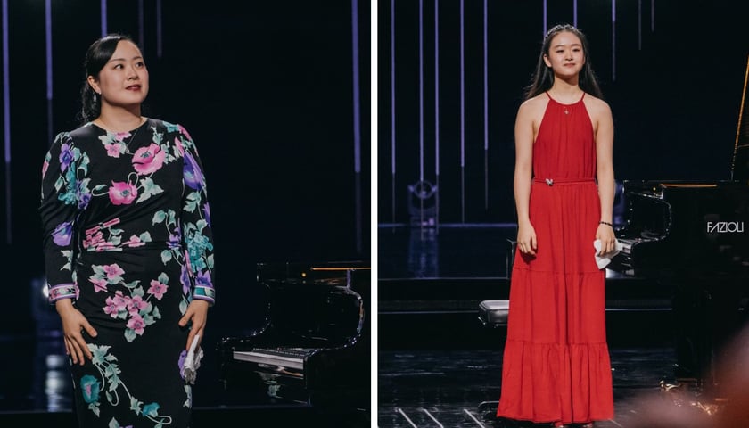 Na zdjęciu z lewej Shiori Kuwahara, obok Tianyao Liu podczas koncertu laureatów XIX Konkursu Chopinowskiego