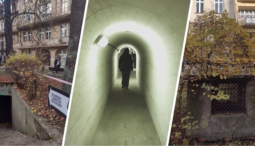 Na zdjęciu z lewej schron pod Uniwersytetem Medycznym na Bartla, w środku przejście w schronie, po prawej wentylacja schronu przy Curie-Skłodowskiej 87