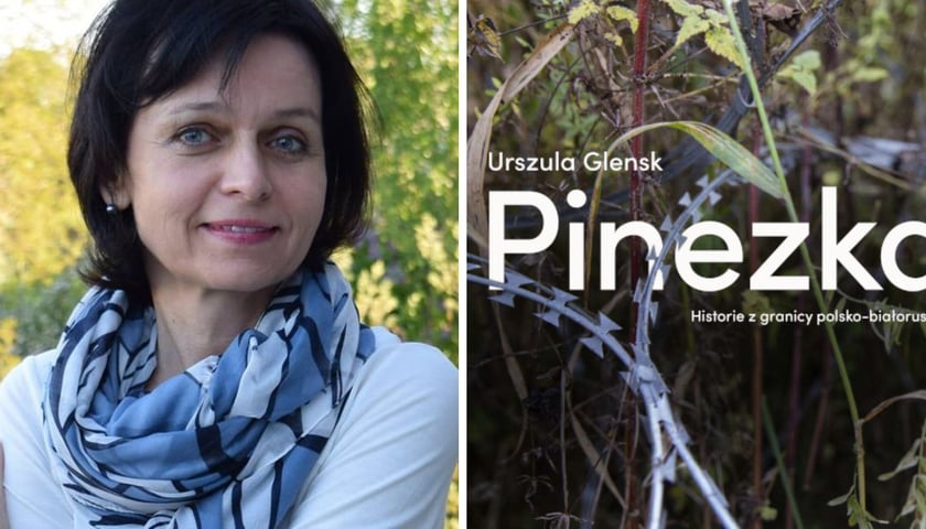 Zdjęcie dzielone na pół: z lewej - portret kobiety - prof. Urszula Glensk, po prawej - okładka książki - "Pinezka" - Książki Reporterskiej Roku 2025 w konkursie Grand Press.