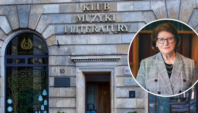 Na zdjęciu dużym wejście do Klubu Muzyki i Literatury, na zdjęciu małym prof. Hanna Suchocka