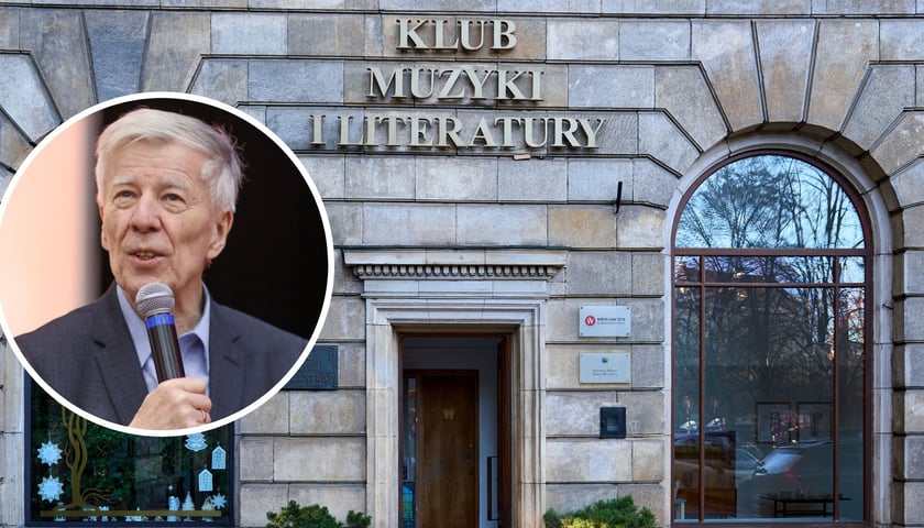 Na zdjęciu dużym wejście do Klubu Muzyki i Literatury, na zdjęciu małym prof. Jan Miodek