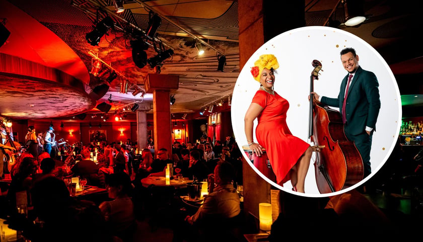 Na dużym zdjęciu wnętrze Vertigo Jazz Club & Restaurant. Na małym zdjęciu w kółku zespół The Cuban Latin Jazz