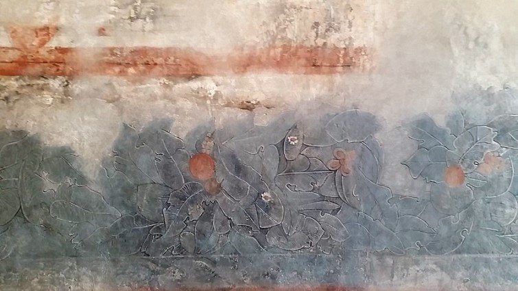 Fragment polichromii ściennej w jednym z wnętrz Domu Oppenheimów  po odrestaurowaniu