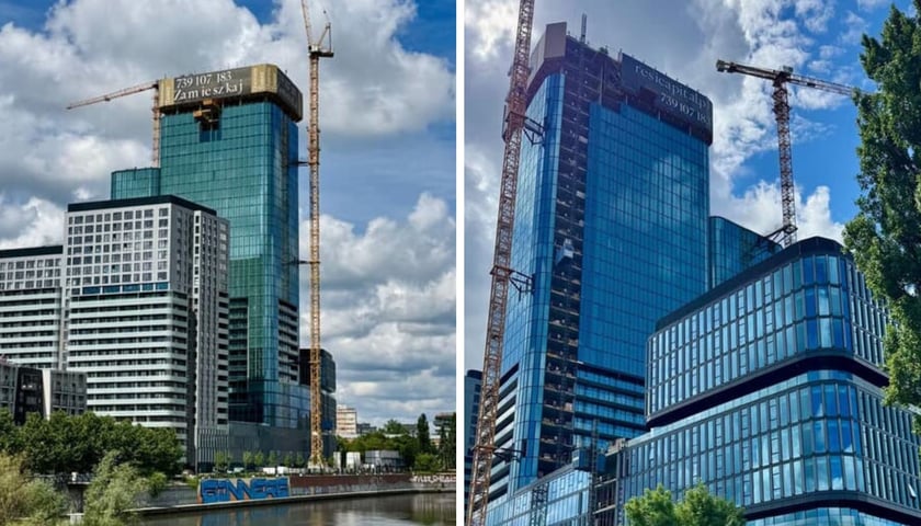 Wieżowiec nad Odrą w budowie. Quorum, drugi po Sky Tower najwyższy budynek we Wrocławiu