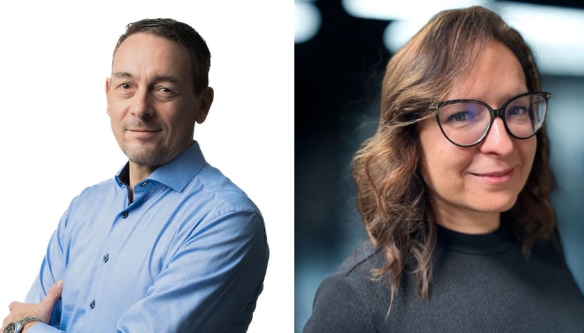 Od lewej strony stoją: Joerg Pluskwik, Aleksandra Jeschke-Bassong