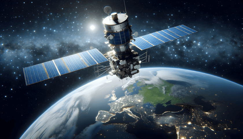 Satelita i planeta Ziemia widziana z kosmosu.