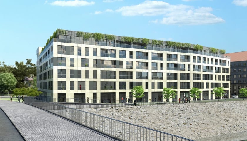 Wizualizacje apartamentowca Verity Rivage, jaki firma Verity Development planowała wybudować przy pl. Maxa Borna we Wrocławiu. Projekt: Kuryłowicza & Associates.