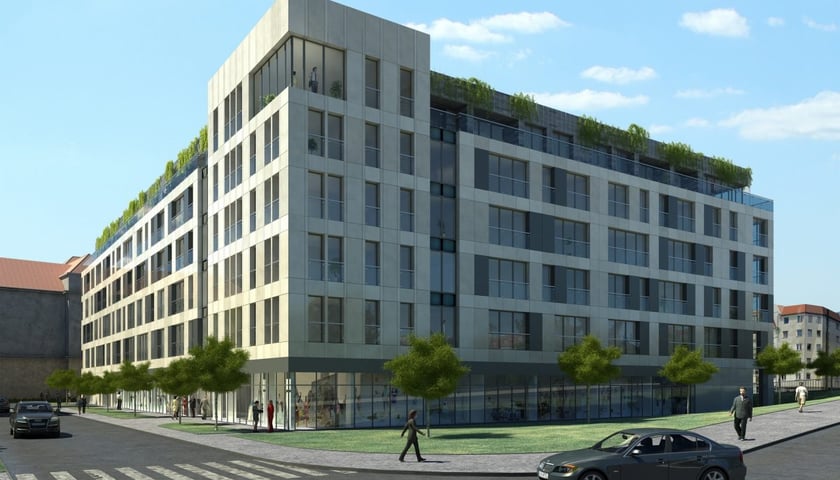 Wizualizacje apartamentowca Verity Rivage, jaki firma Verity Development planowała wybudować przy pl. Maxa Borna we Wrocławiu. Projekt: Kuryłowicza & Associates.