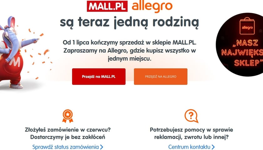 Powiększ obraz: Allegro przejmuje Mall Group