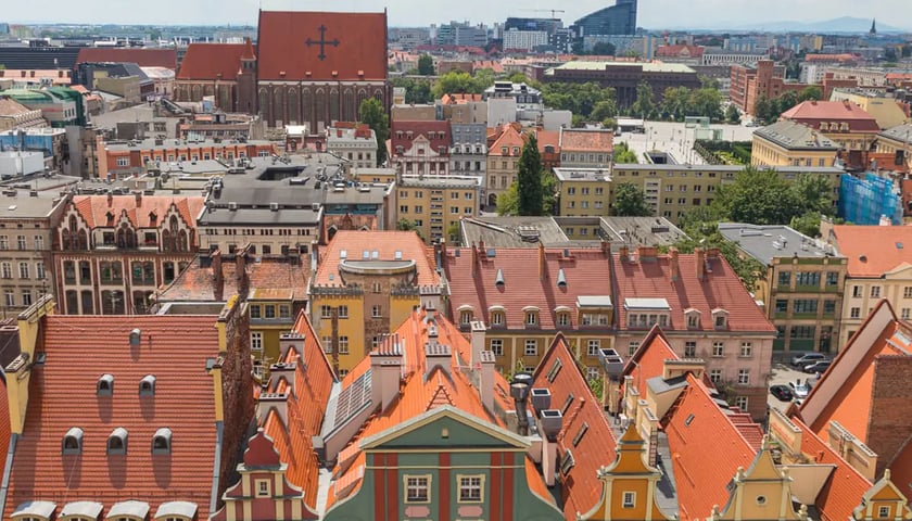 widok na wrocławski Rynek z ratuszowej wieży