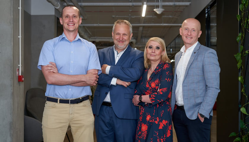 Łukasz Czajkowski (ABSL), Marcin Kieżyński (Wydział Zarządzania Należnościami), Małgorzata Krzeszowska (Przedsiębiorczy Wrocław) i Marcin Piaskowski (Infor)