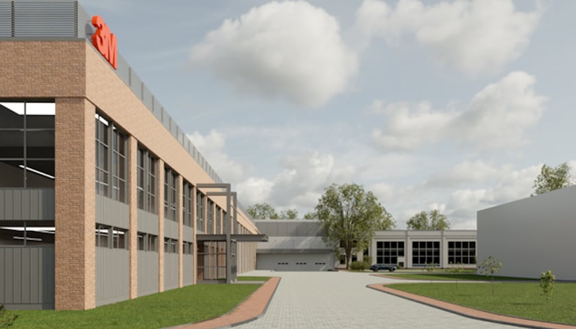 Powiększ obraz: Wizualizacja nowej fabryki 3M we Wrocławiu.