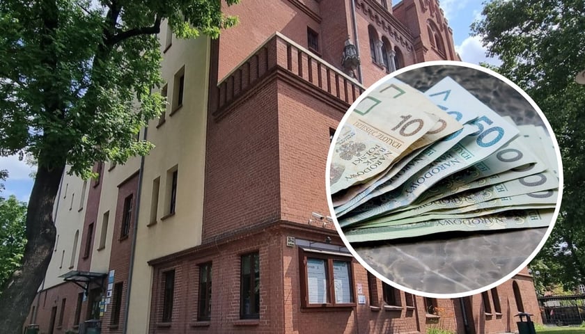 Powiatowy Urząd Pracy we Wrocławiu, w kółeczku banknoty (zdjęcie ilustracyjne)