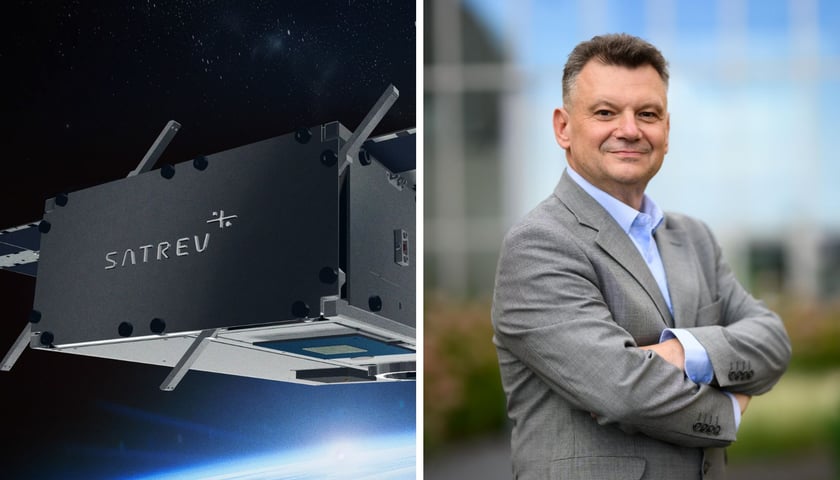 Mężczyzna w marynarce, satelita SatRev w kosmosie. January Ciszewski przejmuje wrocławski startup z branży kosmicznej SatRev