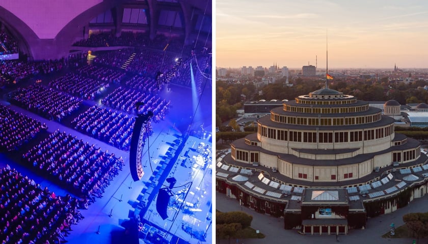 Kobiety i mężczyźni podczas spotkania w Hali Stulecia, zdjęcie ilustracyjne