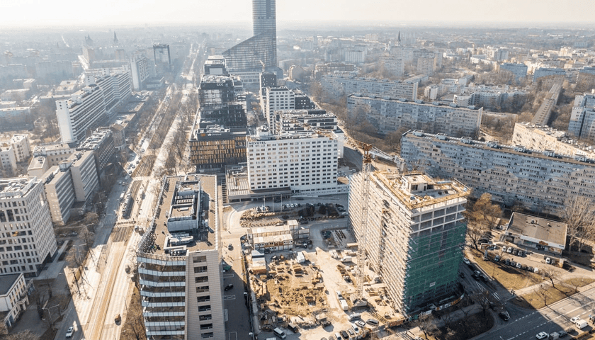 Budowa biurowca Swobodna SPOT we Wrocławiu, marzec 2025 r.