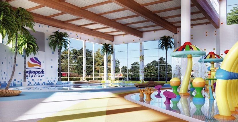 Wizualizacja nowej hali basenowej wrocławskiego aquaparku