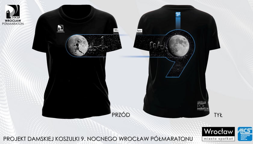 Projekt damskiej koszulki 9. Nocnego Wrocław Półmaratonu