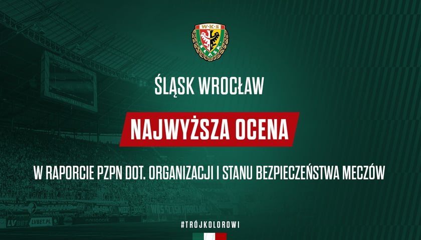 Powiększ obraz: Śląsk Wrocław z najwyższą oceną w raporcie PZPN dot. organizacji stanu bezpieczeństwa meczów