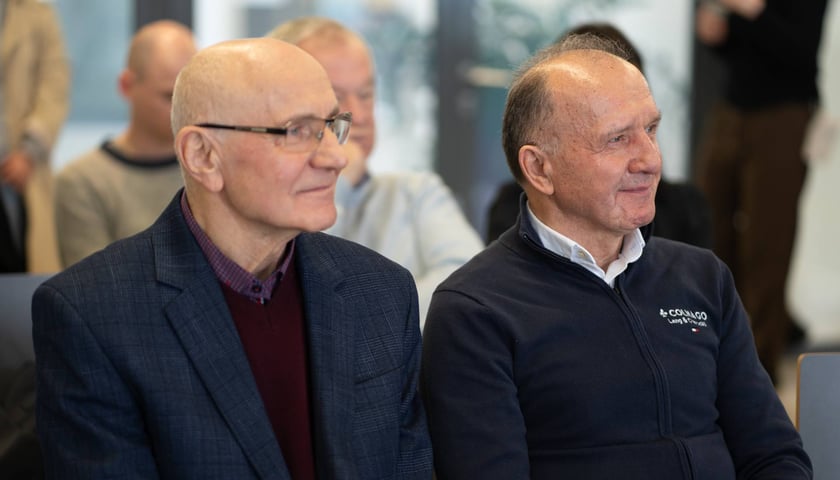 Jan Brzeźny i Henryk Charucki, spotkanie przed TdP 2024 w kompleksie Hali Stulecia