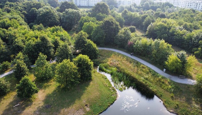Park Krzycki  we Wrocławiu z lotu ptaka
