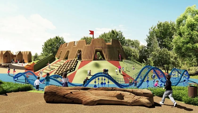 Powiększ obraz: Wizualizacja nowego placu zabaw w parku Tysiąclecia