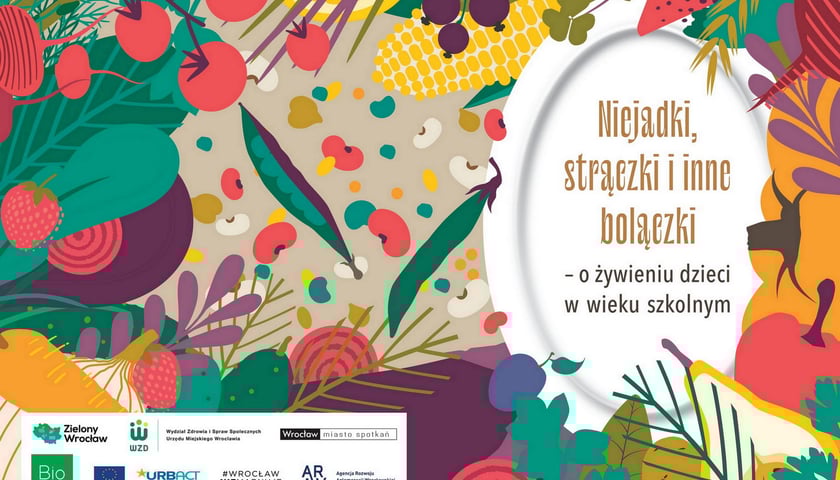 „Niejadki, strączki i inne bolączki - o żywieniu dzieci w wieku szkolnym” - okładka książki z przepisami na zdrowe i zbilansowane posiłki dla dzieci w wieku szkolnym