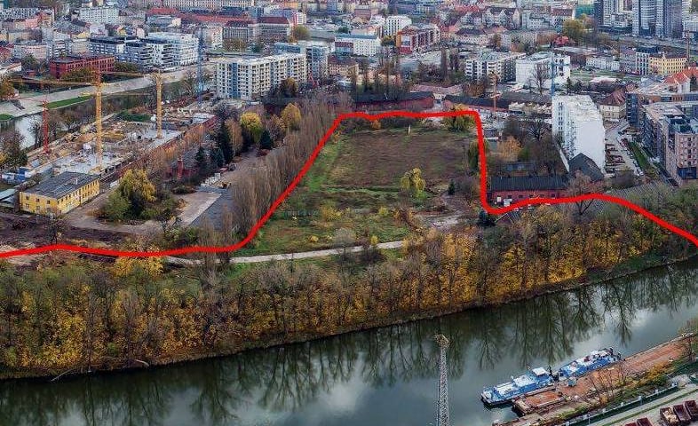 Powiększ obraz: Lokalizacja parku Mieszczańskiego na Kępie Mieszczańskiej we Wrocławiu