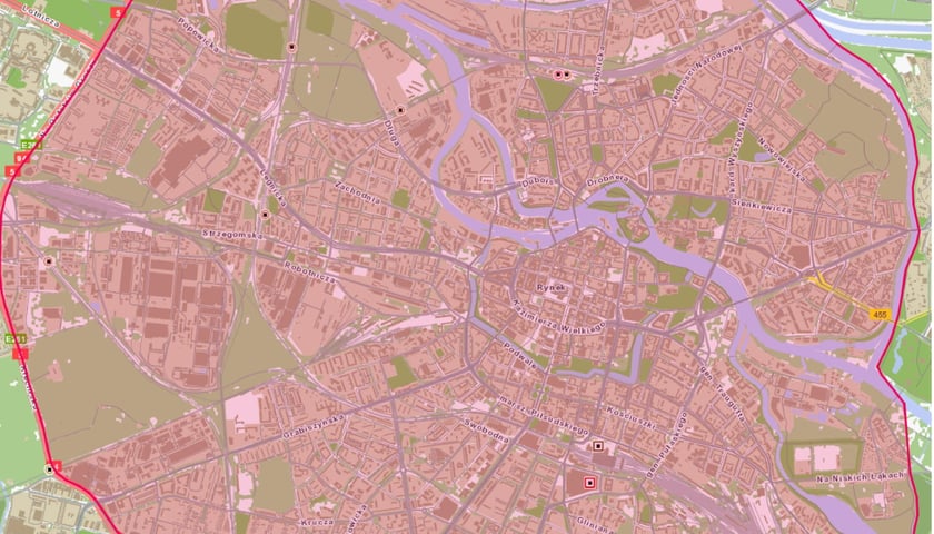 Powiększ obraz: Mapa deratyzacji centrum Wrocławia
