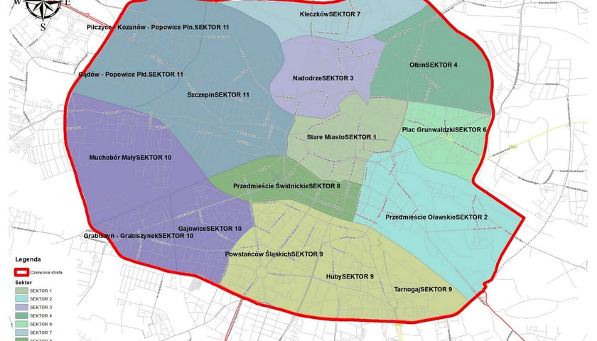 Powiększ obraz: Obszar obowiązkowej marcowej deratyzacji Wrocławia