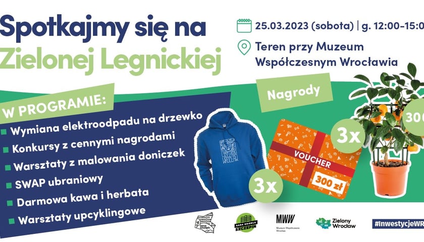 Spotkajmy się na zielonej Legnickiej - plakat zapowiadający zielony piknik