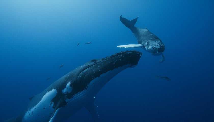 Powiększ obraz: Kadr z filmu dokumentalnego „Pieśni wielorybów”