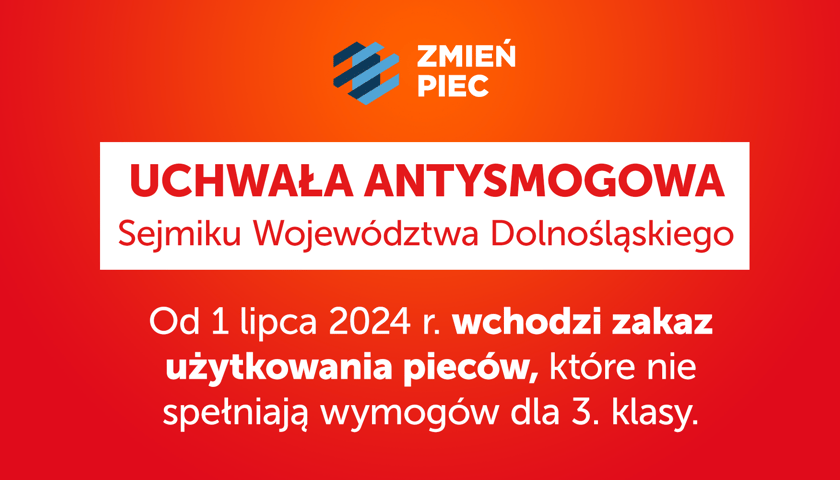 Uchwała antysmogowa Sejmiku Województwa Dolnośląskiego - od 1 lipca 2024 r. wchodzi zakaz użytkowania pieców, które nie spełniają wymogów dla 3. klasy