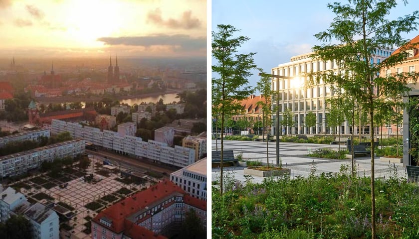 Wschód słońca nad zielonym placem Nowy Targ