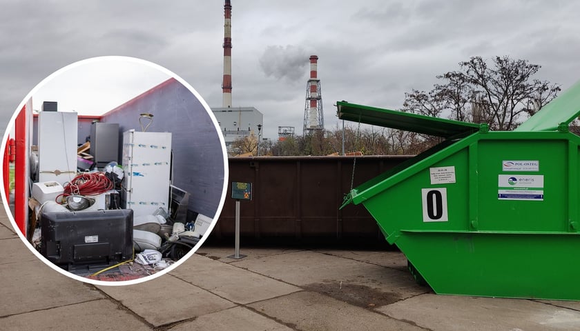 PSZOK przy ul. Michalczyka, w kółku: elektroodpady