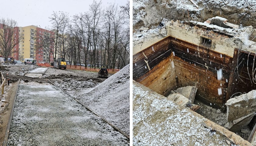 Prace nad montażem sieci podziemnych pod przyszły skwer na Gądowie 