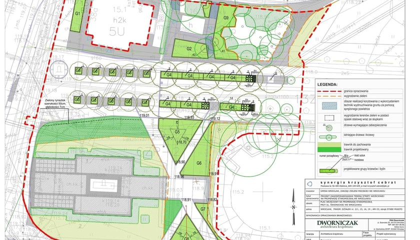 Plan zazielenienia placu wejściowego na Promenadę Staromiejską przy ul. Świdnickiej - mapka.