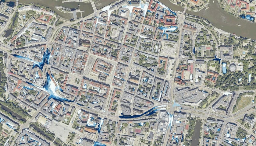 Fragment zdjęcia Wrocławia z lotu ptaka