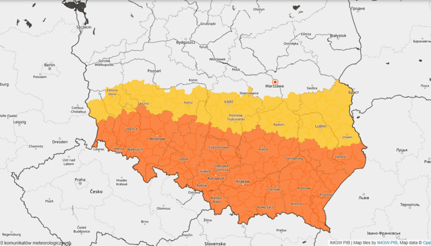 mapa ostrzeżeń pogodowych na 3-4 maja 2025
