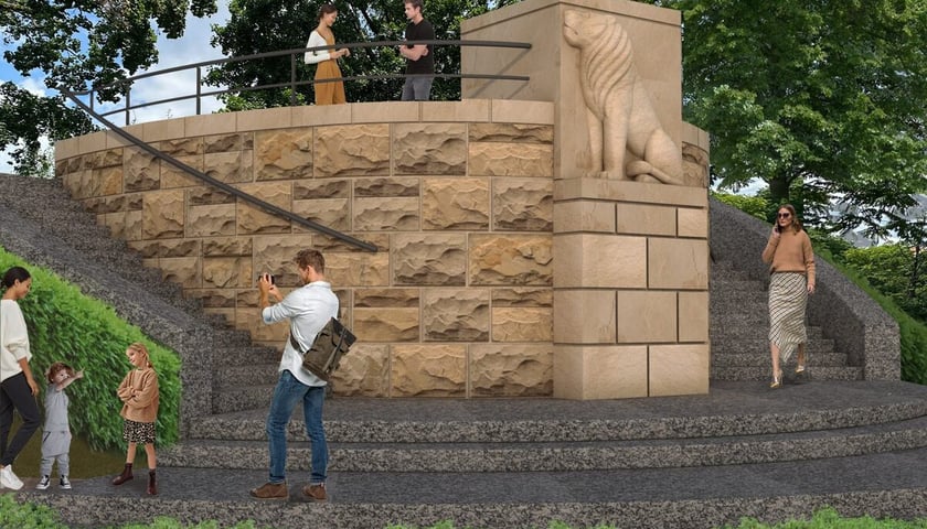 Wizualizacja Promenady Staromiejskiej na odcinku od Bastionu Sakwowego do ul. Oławskiej
